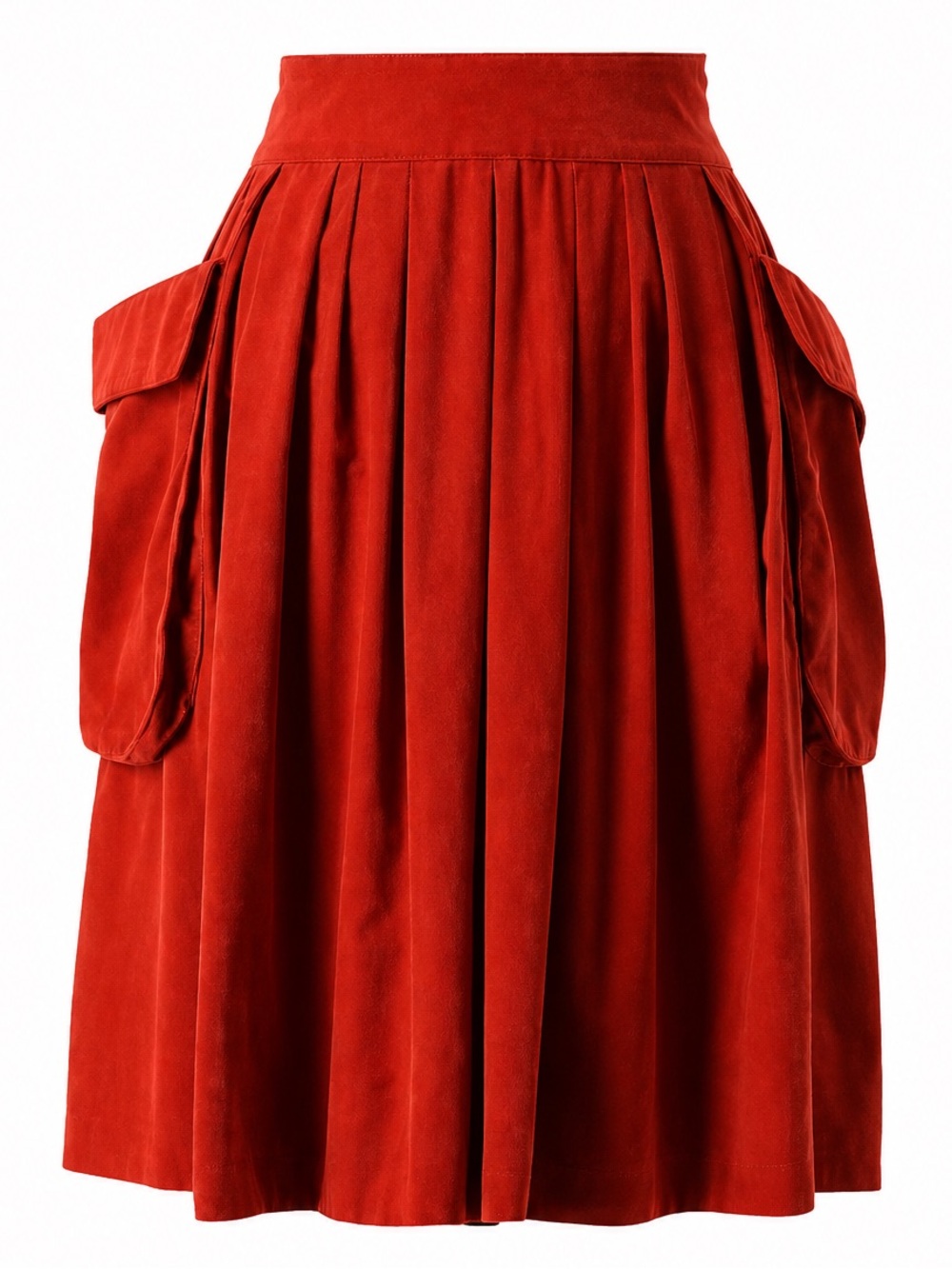 Anthropologie Maeve Rust Corduroy Pleated Pockets Skirt Romantic Retro Size 6